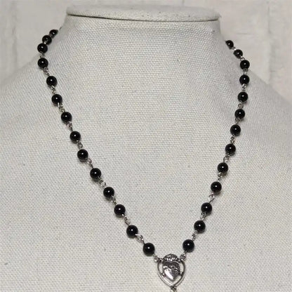 The Moth Knows the Cross — Gothic Death Moth Rosary Necklace