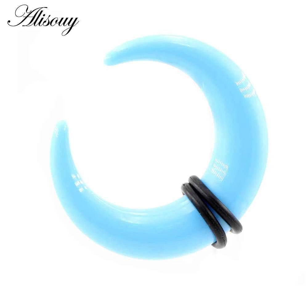 2pcs Acrylic C Sahpe Buffalo Horn Ear Pincher Septum Rings Piercing Black Ear Taper Stretcher Expander Body Jewelry 1.6mm-16mm