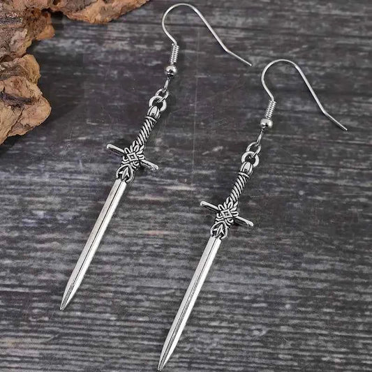 Gothic Elegance Cross Sword Dangle Earrings - Hypoallergenic Vintage-Inspired Jewelry for Unique Women - Pedlar's Attic