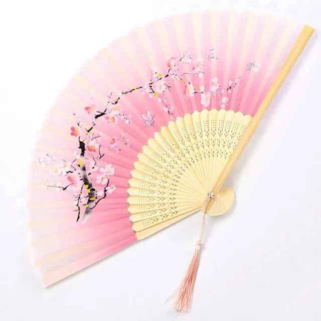 Chinese Fan Hand Folding Fan Bamboo Silk Women Black Fan Summer Female Dance Hand Folding Fan Party Gift Hand Fans For Women