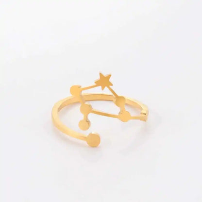 COOLTIME Zodiac Constellation Ring - Adjustable Stainless Steel Jewelry for Your Sign - Ideal Gift for Astrology Lovers - Pedlar's Attic