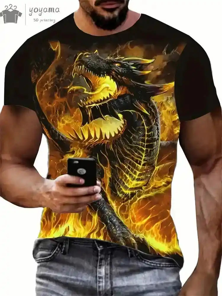 Fire & Scales – Dragon & Phoenix 3D Print Unisex Tee