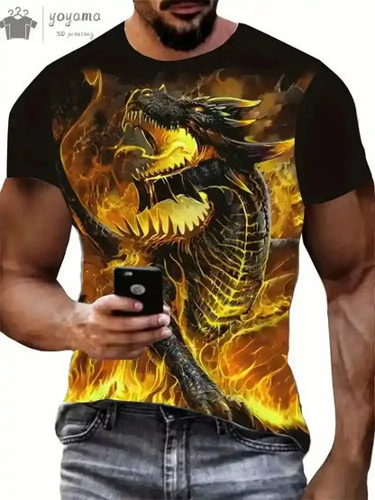 Fire & Scales – Dragon & Phoenix 3D Print Unisex Tee