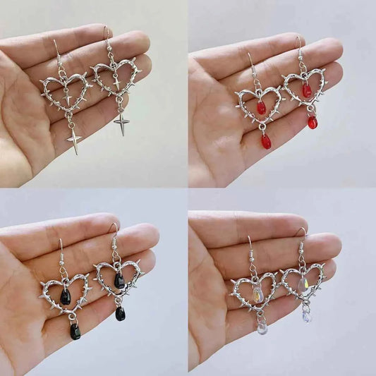 Heartbreaker Punk Gothic Earrings - Colorful Crystal Pendant Hooks for Women - Pedlar's Attic