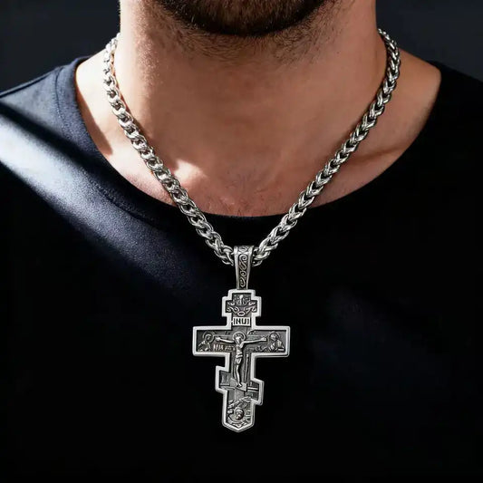 The Eternal Cross — Orthodox Jesus Pendant Necklace in Stainless Steel