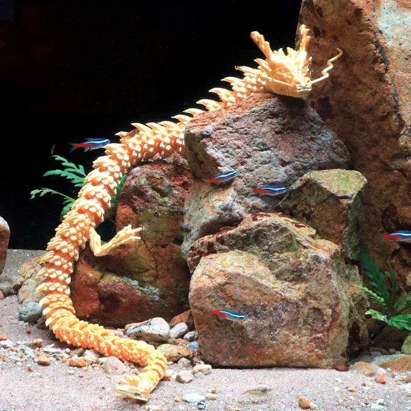 3D Printed Conjoined Dragon Ornaments Movable Cartoon Creative Dragon Plants rockery Fish Tank Landscaping Decoration 30cm