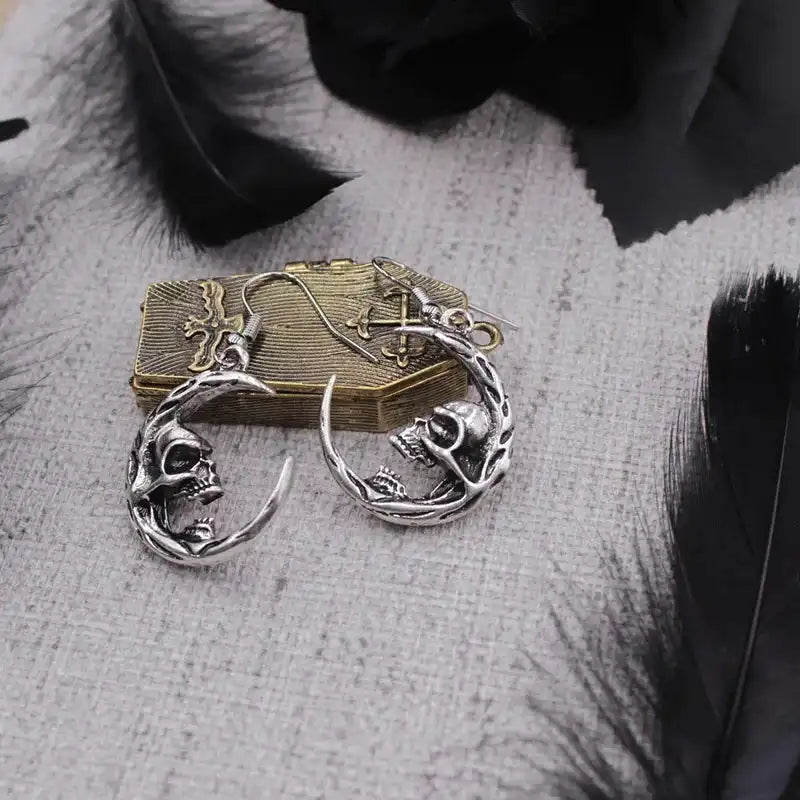 What the Moon Keeps — Skull Dangle Earrings