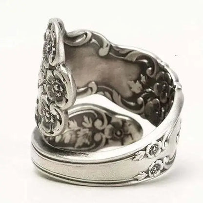 The Silversmith's Oath — Oxidized Sterling Spoon Ring - Pedlar's Attic