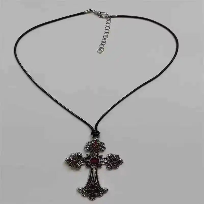 Rhinestone Cross Choker Spiral Hippie Necklace - Pedlar's Attic