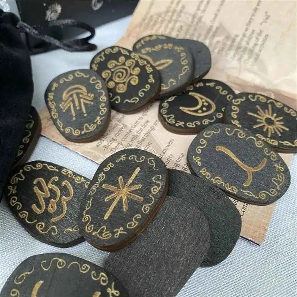 Wood Runes Stone Set Divination Runestones - Pedlar's Attic