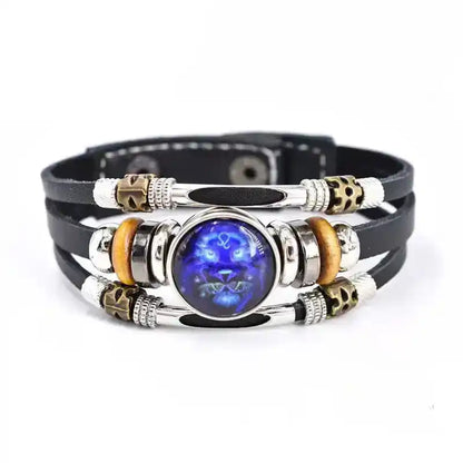 Zodiac Constellation Luminous Leather Bracelet — All 12 Signs