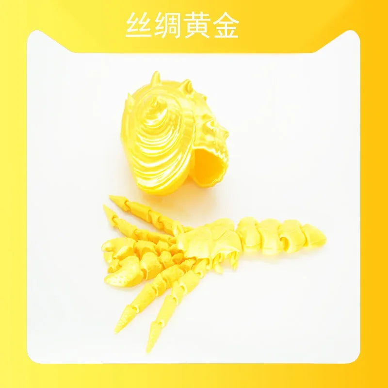 3D Printed Hermit Crab Figurine - Articulated Poseable Decor, Artistic Home & Desk Decoration, Unique Gift for Ocean Lovers