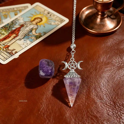 2pcs Amethyst Spirit Pendant Paired with Natural Stone Ornaments - Pedlar's Attic