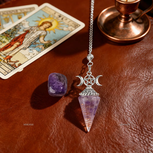 2pcs Amethyst Spirit Pendant Paired with Natural Stone Ornaments