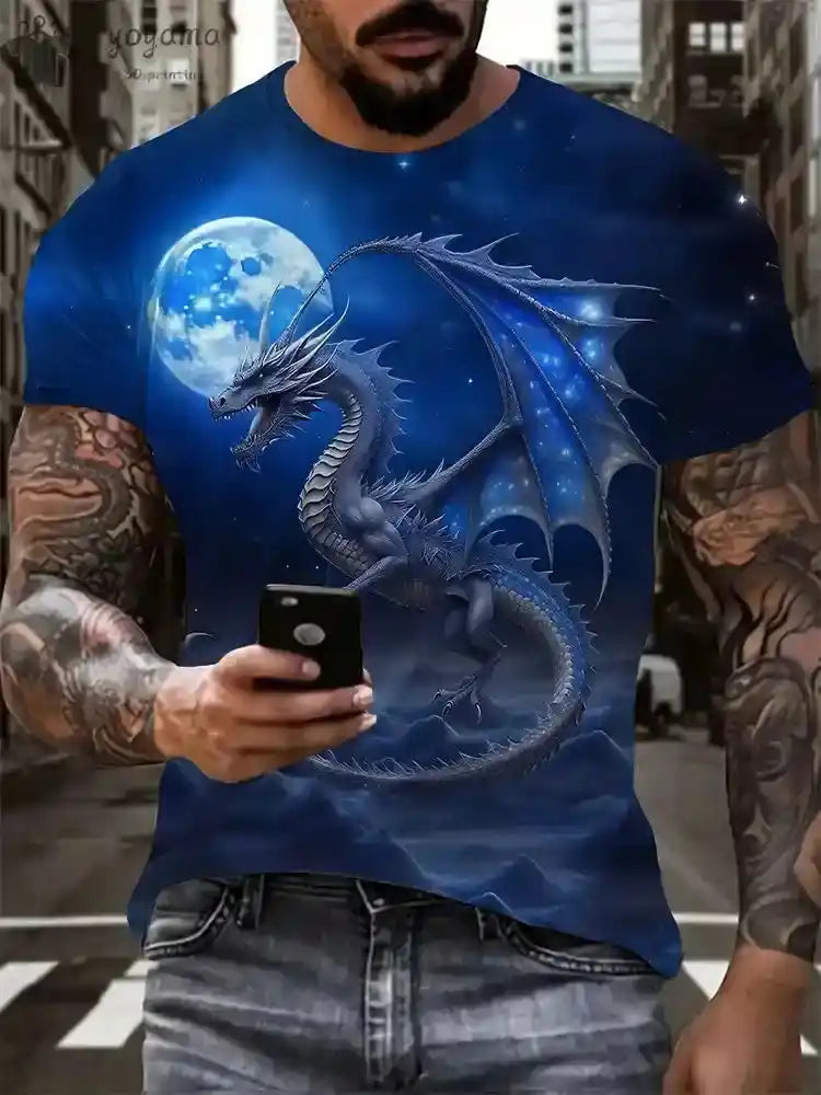 Fire & Scales – Dragon & Phoenix 3D Print Unisex Tee