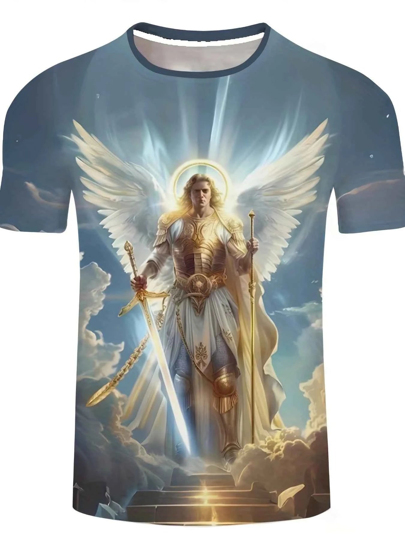 Mens 3d Angel Warrior Graphic T Shirt