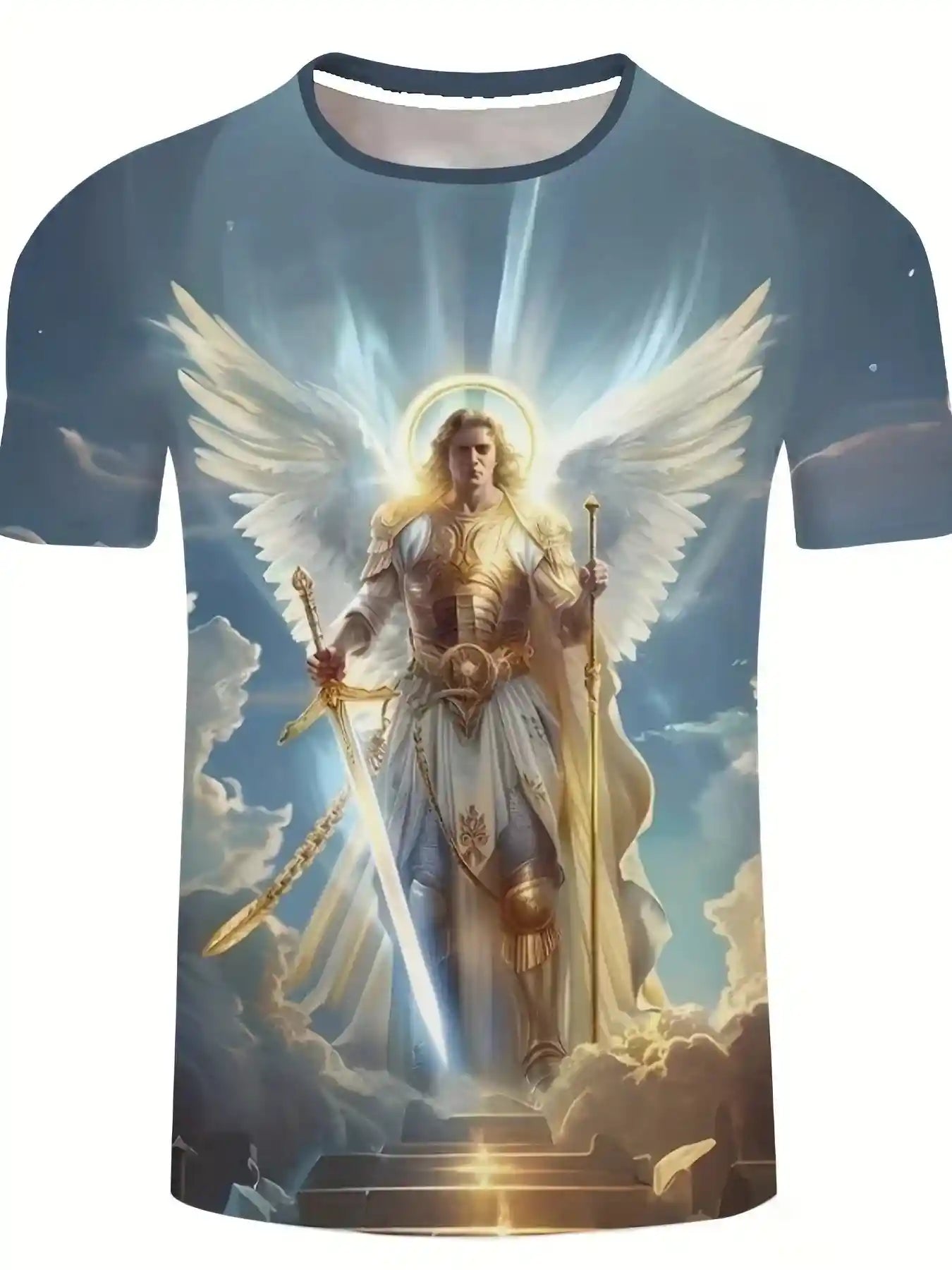 Angel Warrior Golden Sword Design 3D Printed Tshirt - Pedlar's Attic
