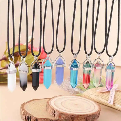 Natural Stone Quartz Lapis Opal Amethyst Pink Crystal necklace - Pedlar's Attic