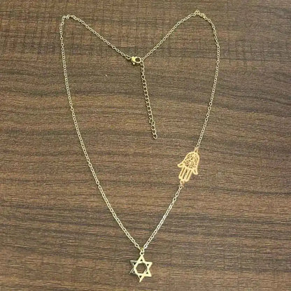 Personalized Star of David Hamsa Necklace for Women Men Gold Color Magen David Religious Jewish Star Jewelry Gifts - Pedlar's Attic