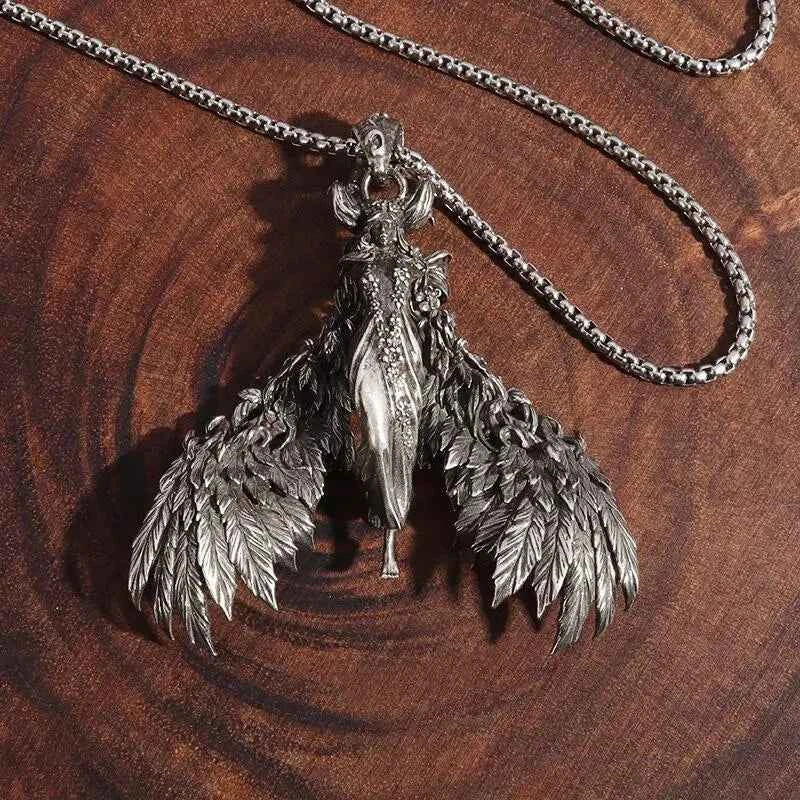 Gothic Evil Angel Witch Devil Pendant Necklace for Men and Women Punk Personality Trendy Cool Jewelry Gift