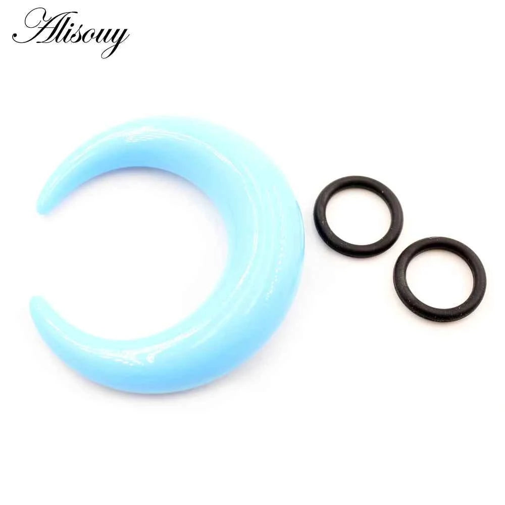 2pcs Acrylic C Sahpe Buffalo Horn Ear Pincher Septum Rings Piercing Black Ear Taper Stretcher Expander Body Jewelry 1.6mm-16mm