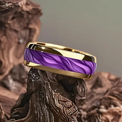 Stone Forge Ring — Agate & Stone Inlay Stainless Steel Band