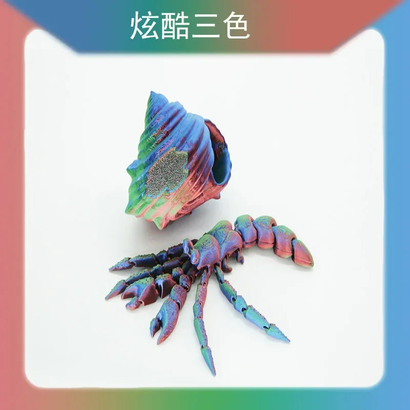 3D Printed Hermit Crab Figurine - Articulated Poseable Decor, Artistic Home & Desk Decoration, Unique Gift for Ocean Lovers