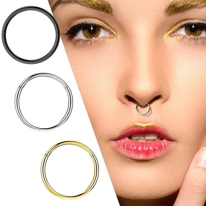 Stainless Steel Nose Hoop Clicker - Elegant Hinged Segment Ring for Septum, Lip, Helix, Daith & Cartilage Piercings - Pedlar's Attic