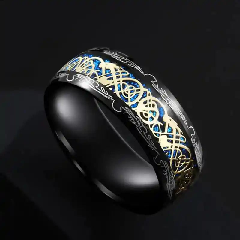 21 Colors 8mm Men's Stainless Steel Celtic Dragon Ring - Pedlar's Attic