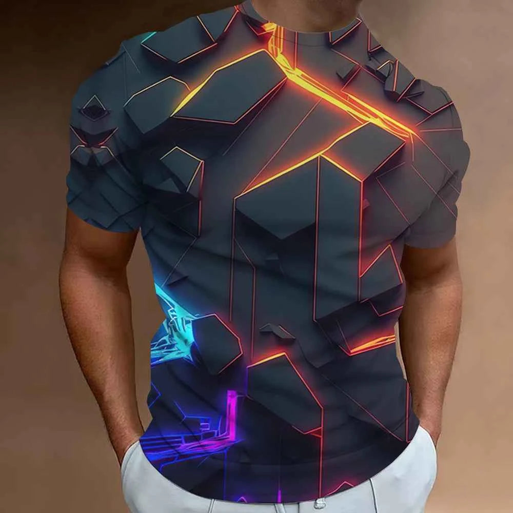 Fashion T-Shirts For Men 3d Line Printed