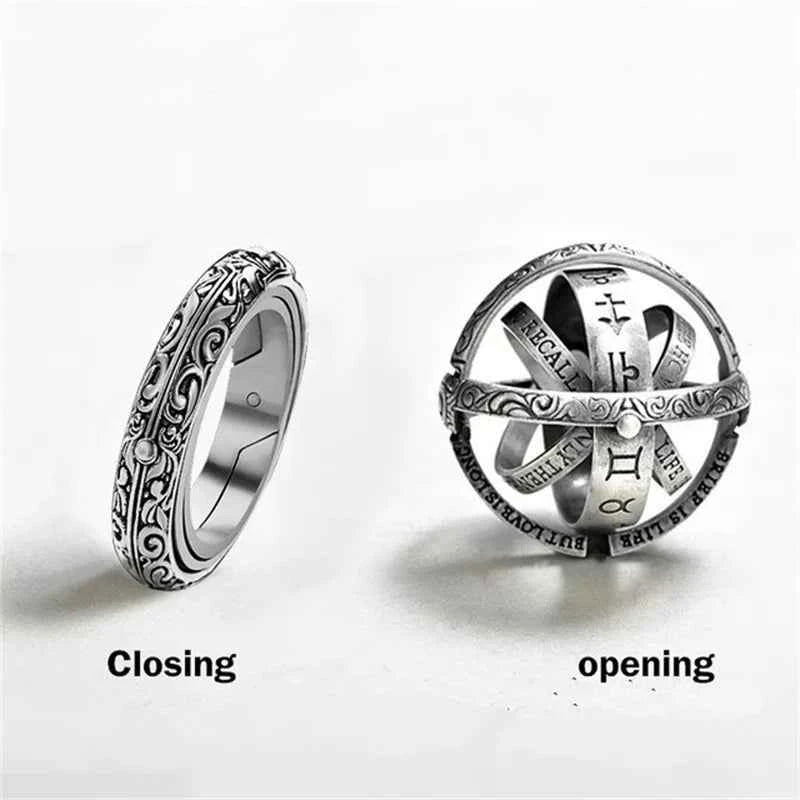 Vintage Astronomical Ball Alloy Men's and Women's Rings Creative Complex Rotating Cosmic Ring Deformable Rotating Ring Necklace - Pedlar's Attic