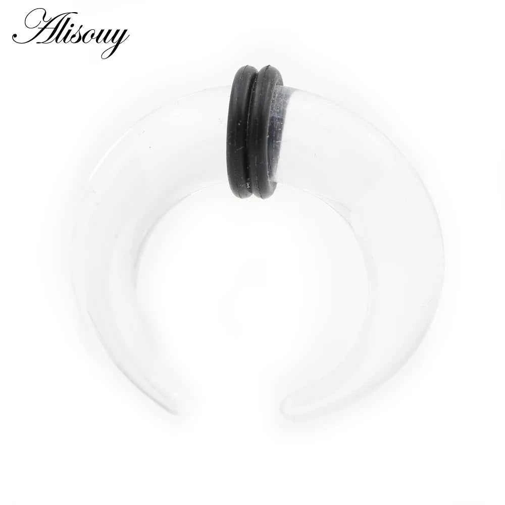 2pcs Acrylic C Sahpe Buffalo Horn Ear Pincher Septum Rings Piercing Black Ear Taper Stretcher Expander Body Jewelry 1.6mm-16mm