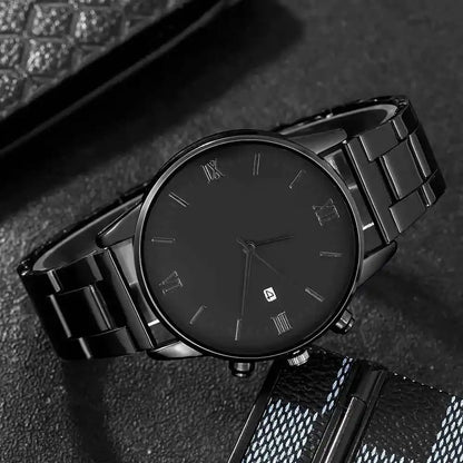 4-piece/set men's black minimalist quartz watch set - Pedlar's Attic