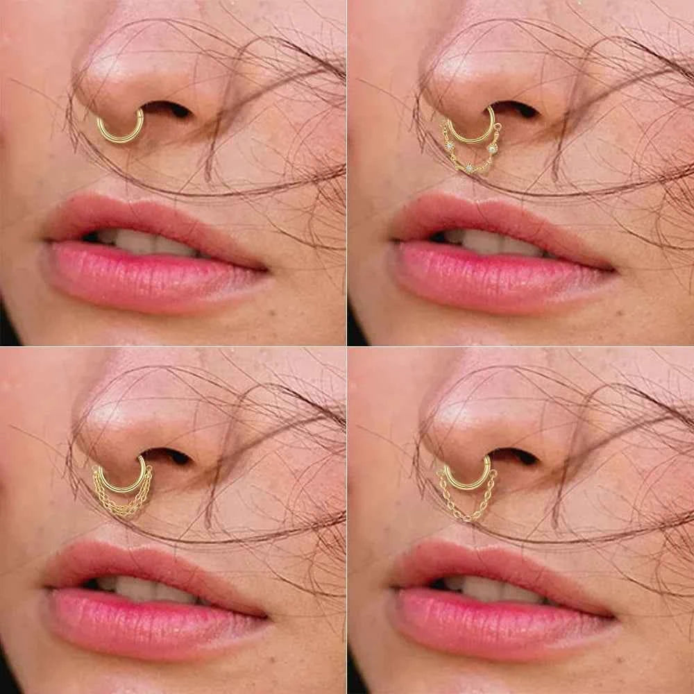 Titanium Steel Circle Pendant Ear Tassel