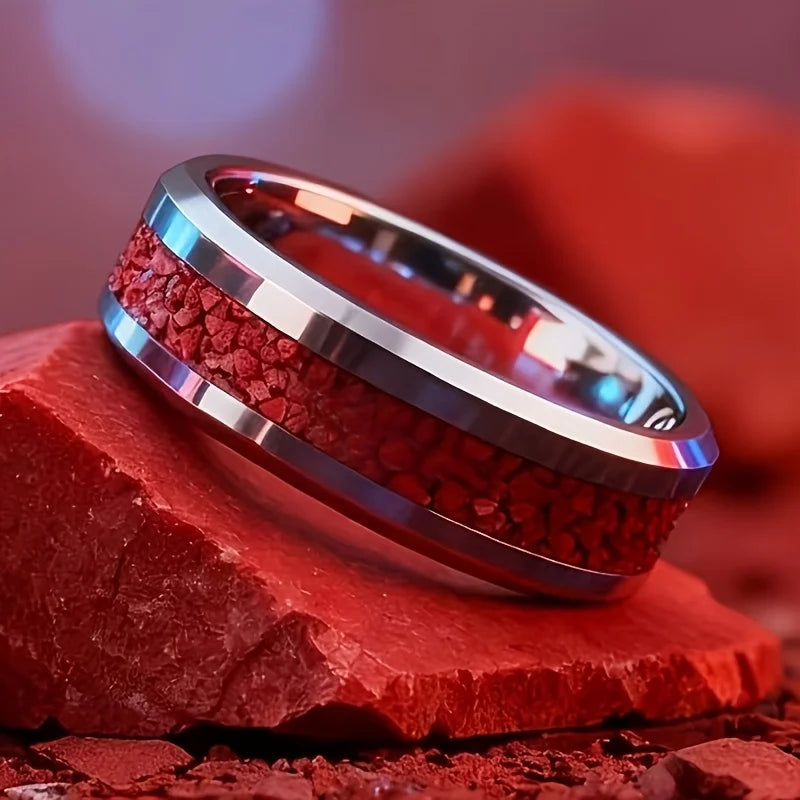 Stone Forge Ring — Agate & Stone Inlay Stainless Steel Band