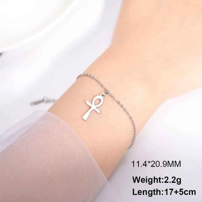 Dawapara Ankh Cross Bracelet Religious Ancient Egyptian Key To Life Prayer Amulet Supernatural Stainless Steel Jewelry - Pedlar's Attic