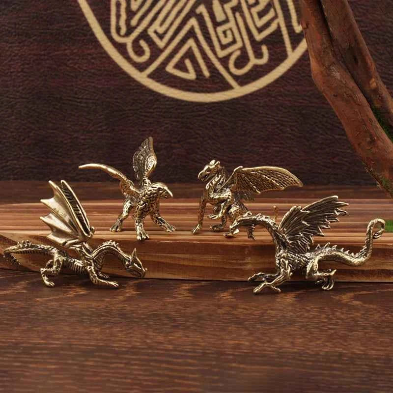 Brass Dragon Small Statue Desktop Ornament