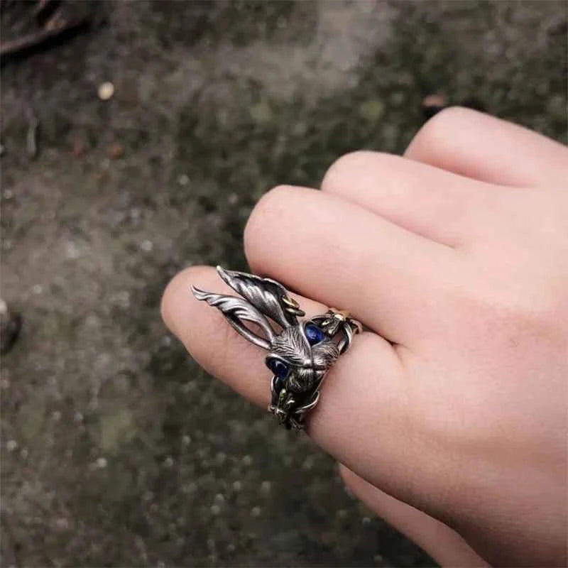 Retro Alice Wonderland Rabbit Ring Punk Gothic