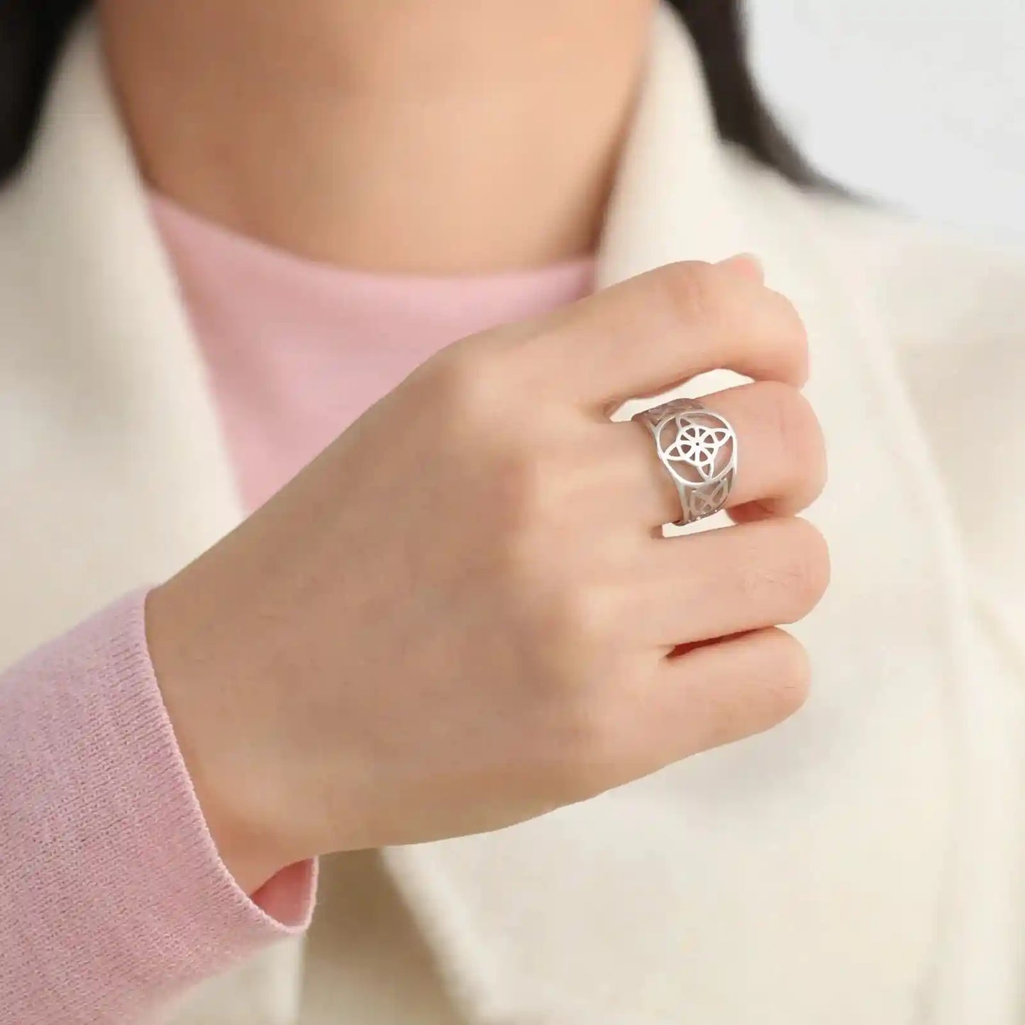 Witch Knot Rings for Women Men Stainless Steel Vintage Amulet Finger Ring - Pedlar's Attic