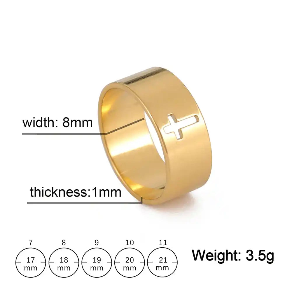 Bound by the Cross — Gothic Stainless Steel Couple Ring