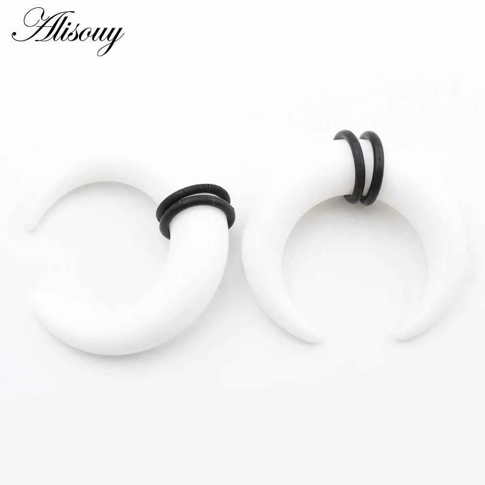 2pcs Acrylic C Sahpe Buffalo Horn Ear Pincher Septum Rings Piercing Black Ear Taper Stretcher Expander Body Jewelry 1.6mm-16mm