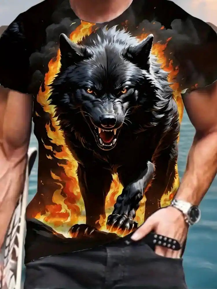 Luna's Pack – Fire Wolf 3D Print Oversized Tee