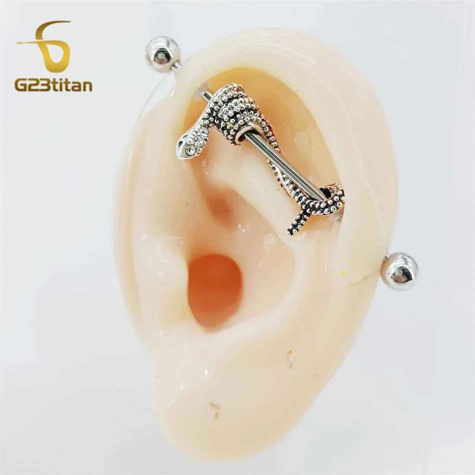 1pc Snake 14G Titanium Industrial Straight Barbells