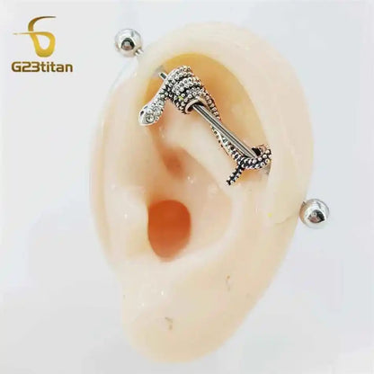 1pc Snake 14G Titanium Industrial Straight Barbells - Pedlar's Attic