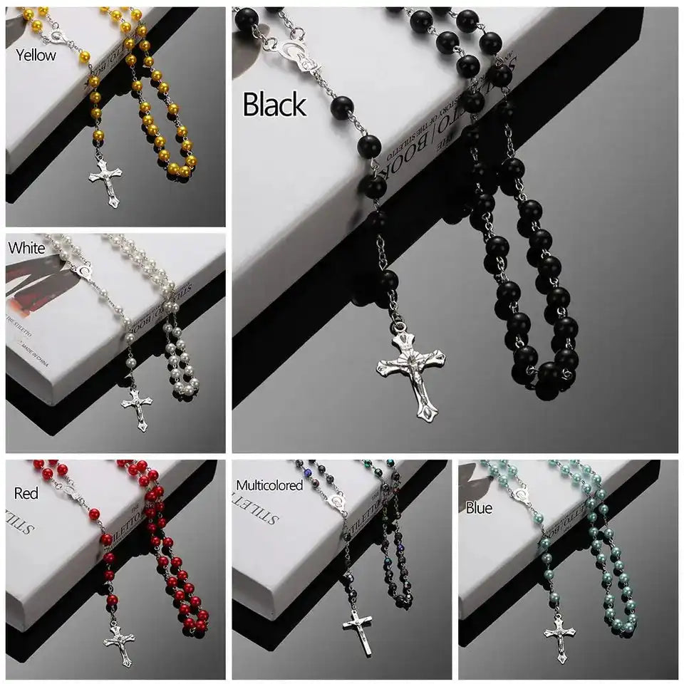 The Sacred Thread — Vintage Rosary Bead Cross Necklace