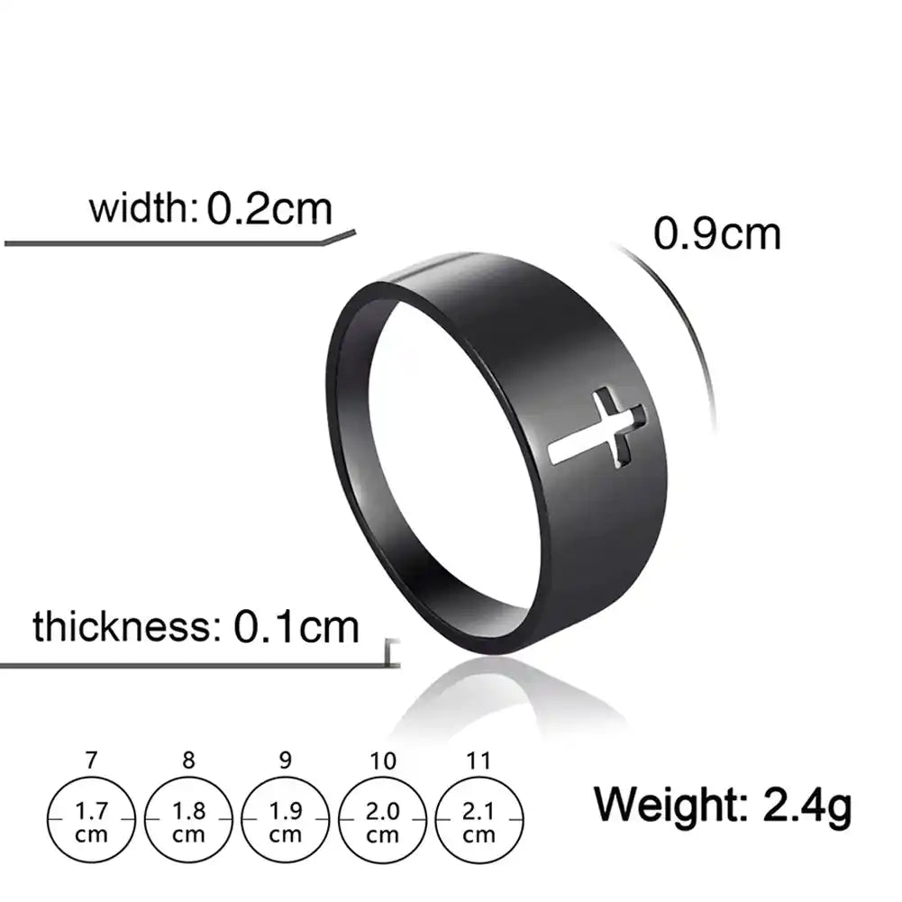 Bound by the Cross — Gothic Stainless Steel Couple Ring