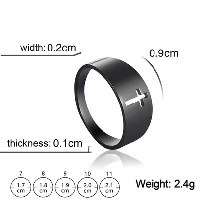 Bound by the Cross — Gothic Stainless Steel Couple Ring