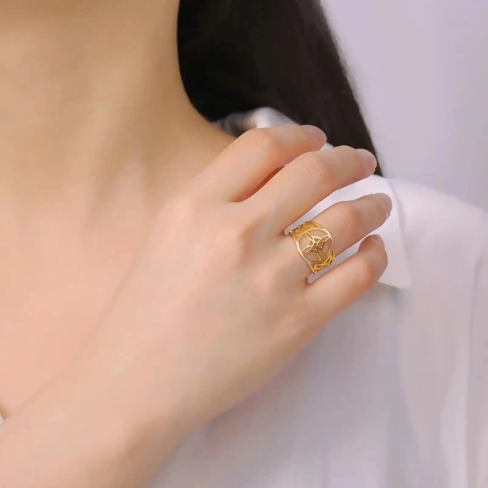 Witch Knot Rings for Women Men Stainless Steel Vintage Amulet Finger Ring - Pedlar's Attic