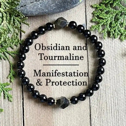Obsidian Tourmaline Bracelet - Pedlar's Attic