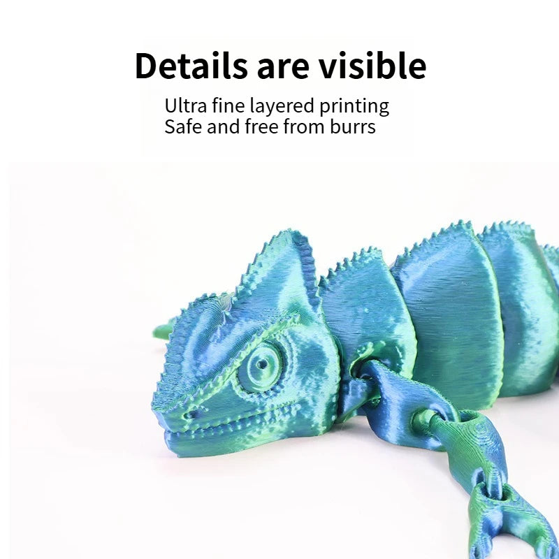 Fashion 3D Printed Dragon Chameleon Multi-joint Movable for Home Decoration Simulation Pet Lizard Model Toy
